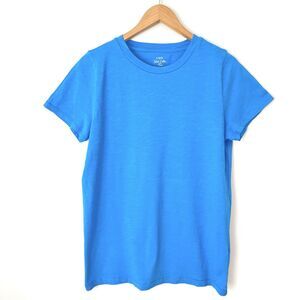 J. Crew Womens Short Sleeve Crew Neck Cotton Slub Tee Shirt Blue Size L